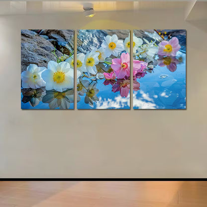 3pcs Design with Pink Blooms & White Flowers Wall Art Set Canvas Framed 40x60cm - High Quality Print 100% Australian Made Wall Canvas Ready to Hang - Bella Home Decor
