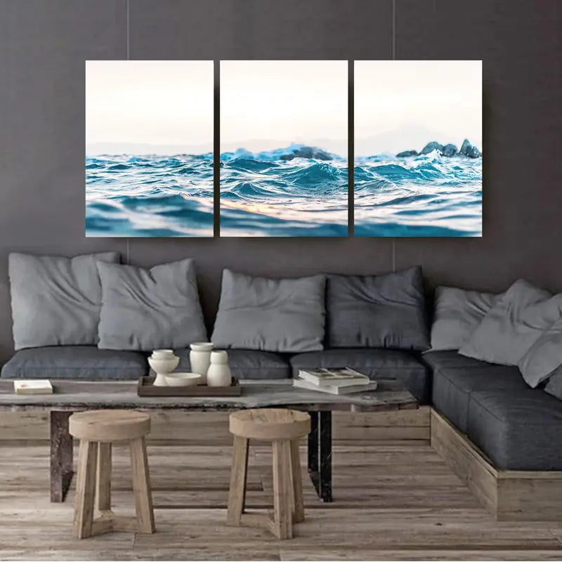 3pcs Coastal Ocean Sunset Seascape Wall Art Set Canvas Framed 60x90cm - High Quality Print 100% Australian Made Wall Canvas Ready to Hang - Bella Home Decor