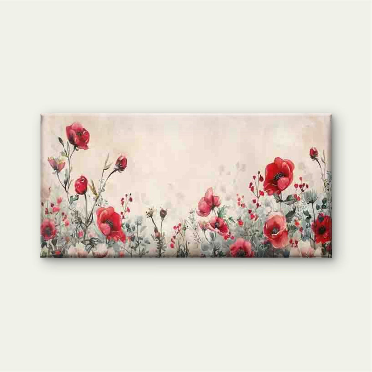 Design of Red Poppies Wall Art Canvas Office Home Room Framed 120x60cm