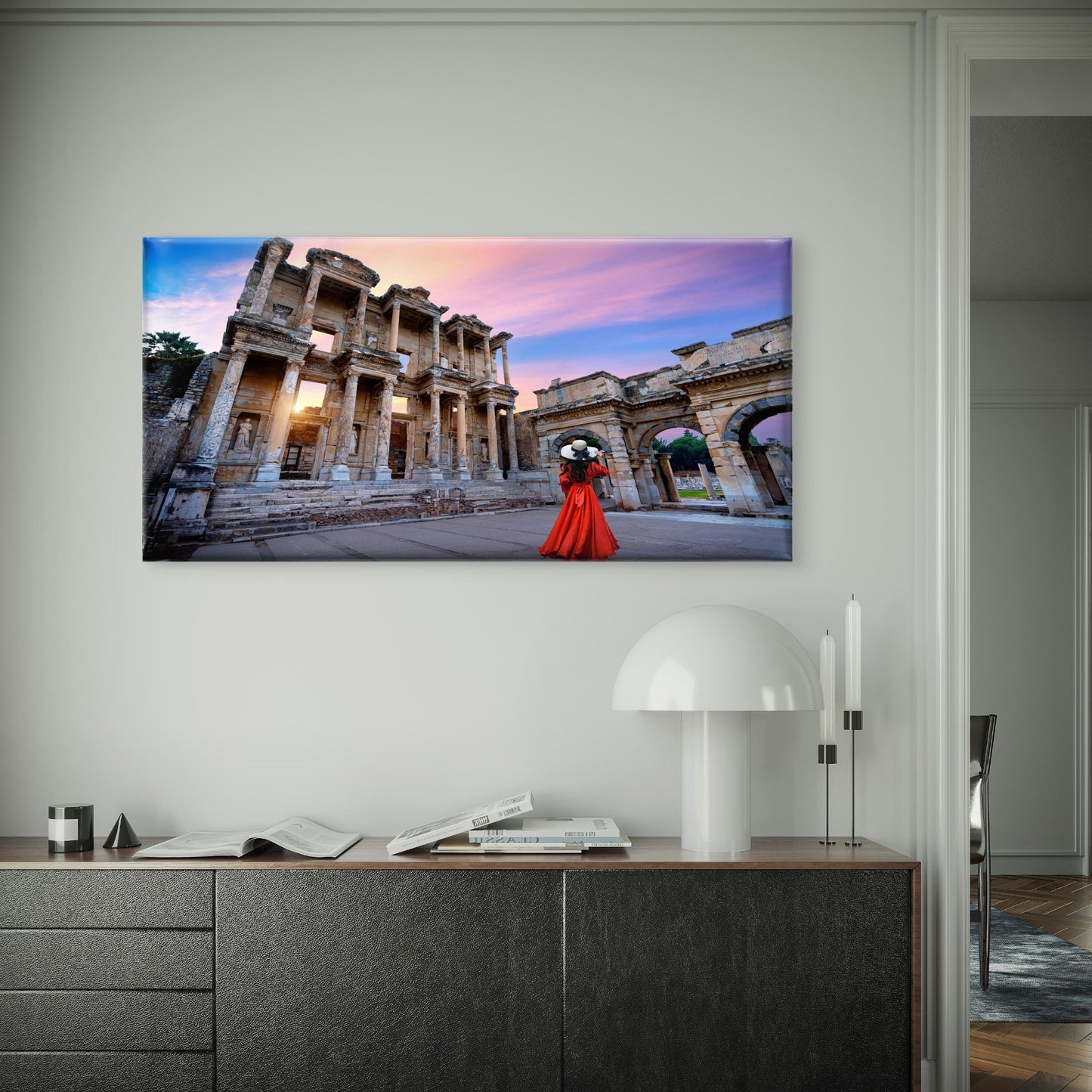 Exploring Ephesus in Turkey Wall Art Canvas Office Home Room Framed 120x60cm