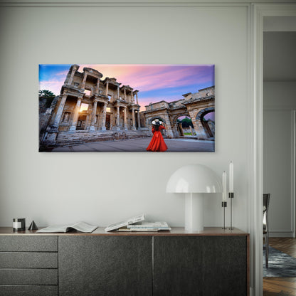Exploring Ephesus in Turkey Wall Art Canvas Office Home Room Framed 120x60cm