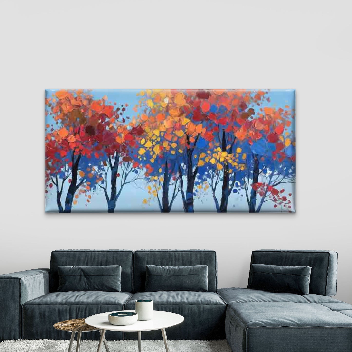 Abstract Painting Autumn Tree Wall Art Canvas Office Home Room Framed 120x60cm