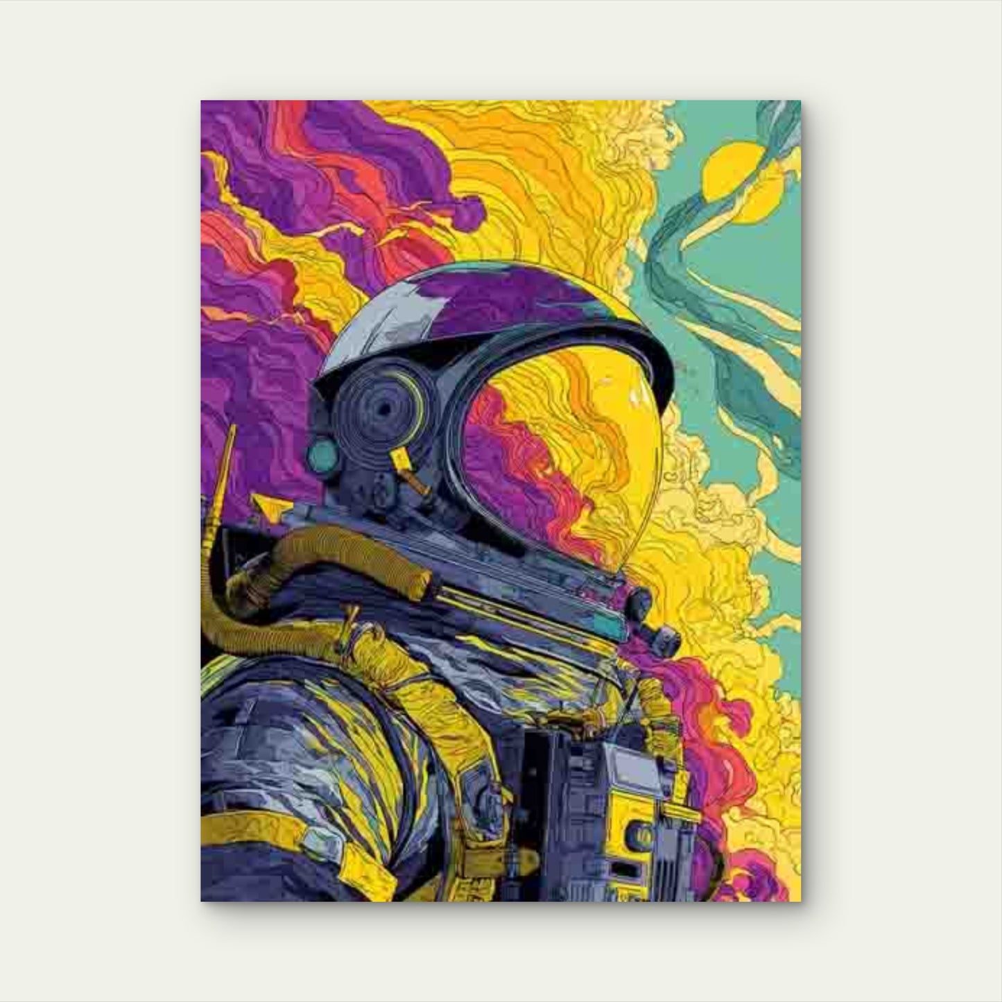 Psychedelic Astronaut Pop Art 60x90cm Metal Print Ready to Hang - Bella Home Decor