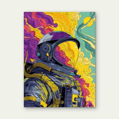 Psychedelic Astronaut Pop Art 60x90cm Metal Print Ready to Hang - Bella Home Decor