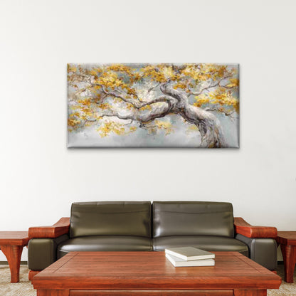 Nature, Featuring Golden Leaves Wall Art Canvas Office Home Room Framed 120x60cm - Bella Home Decor