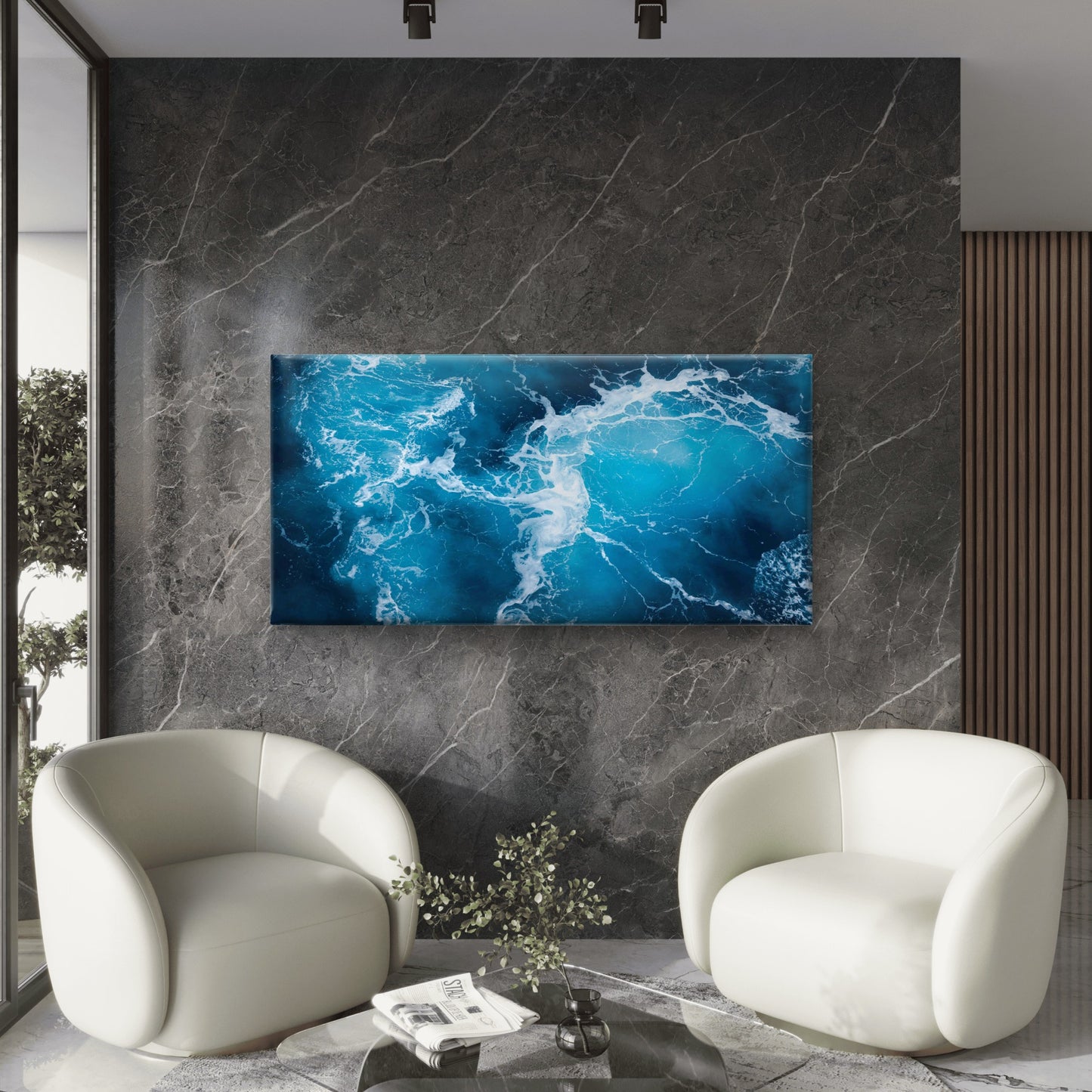 Ocean Wave Sea Foam Wall Art Canvas Office Home Room Framed 120x60cm