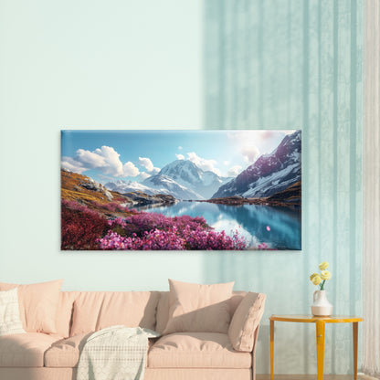 Mountains Reflecting In Water Wall Art Canvas Office Home Room Framed 120x60cm