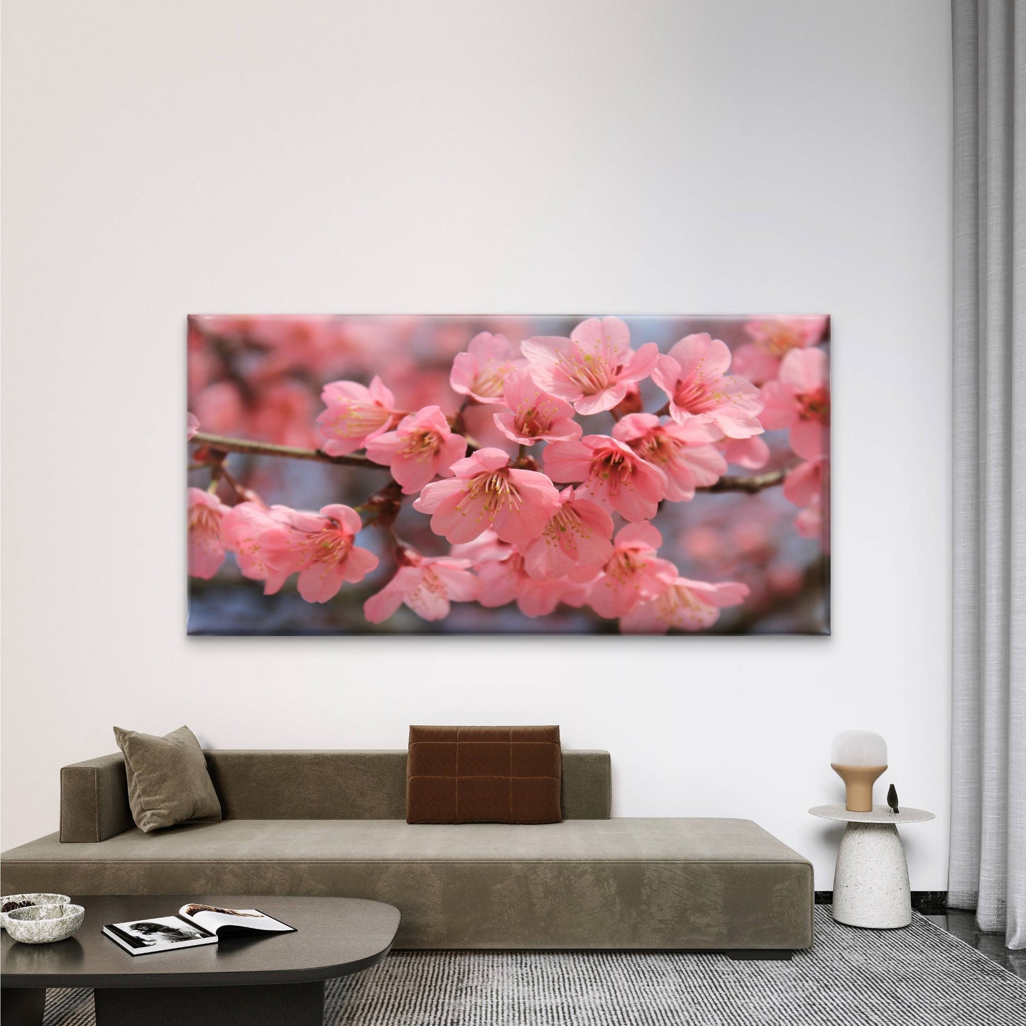 Beautiful Pink Cherry Blossom Wall Art Canvas Office Home Room Framed 120x60cm