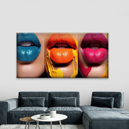 Dripping Lips Wall Art Canvas Office Home Room Framed 120x60cm