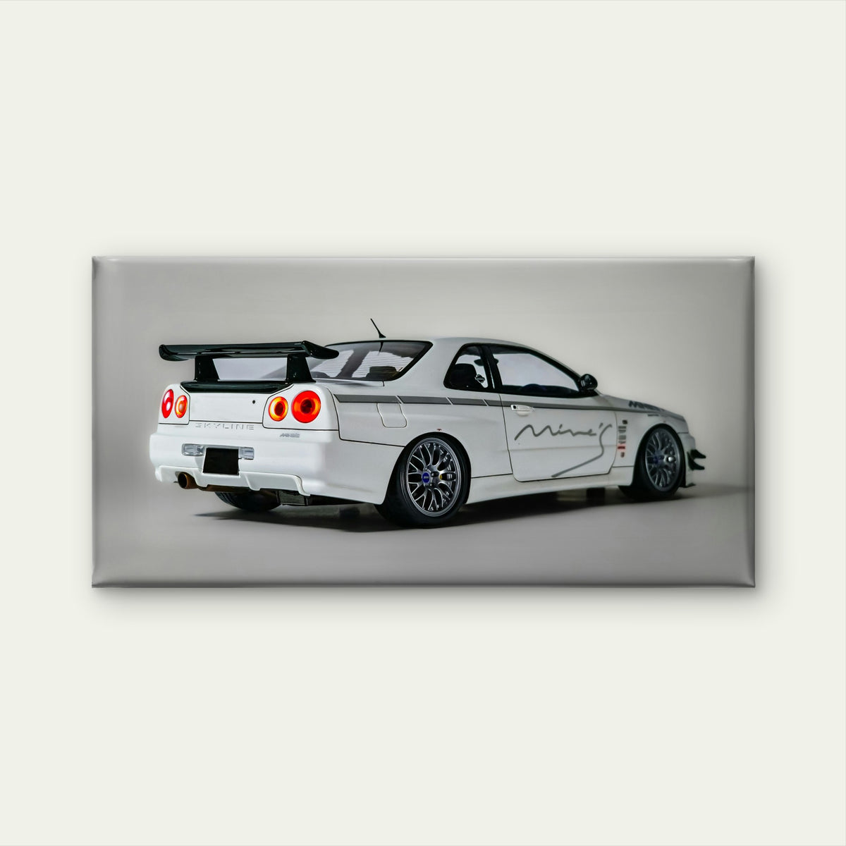 White Nissan Skyline GT-R Model Wall Art Canvas Office Home Room Framed 120x60cm