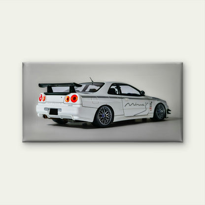 White Nissan Skyline GT-R Model Wall Art Canvas Office Home Room Framed 120x60cm
