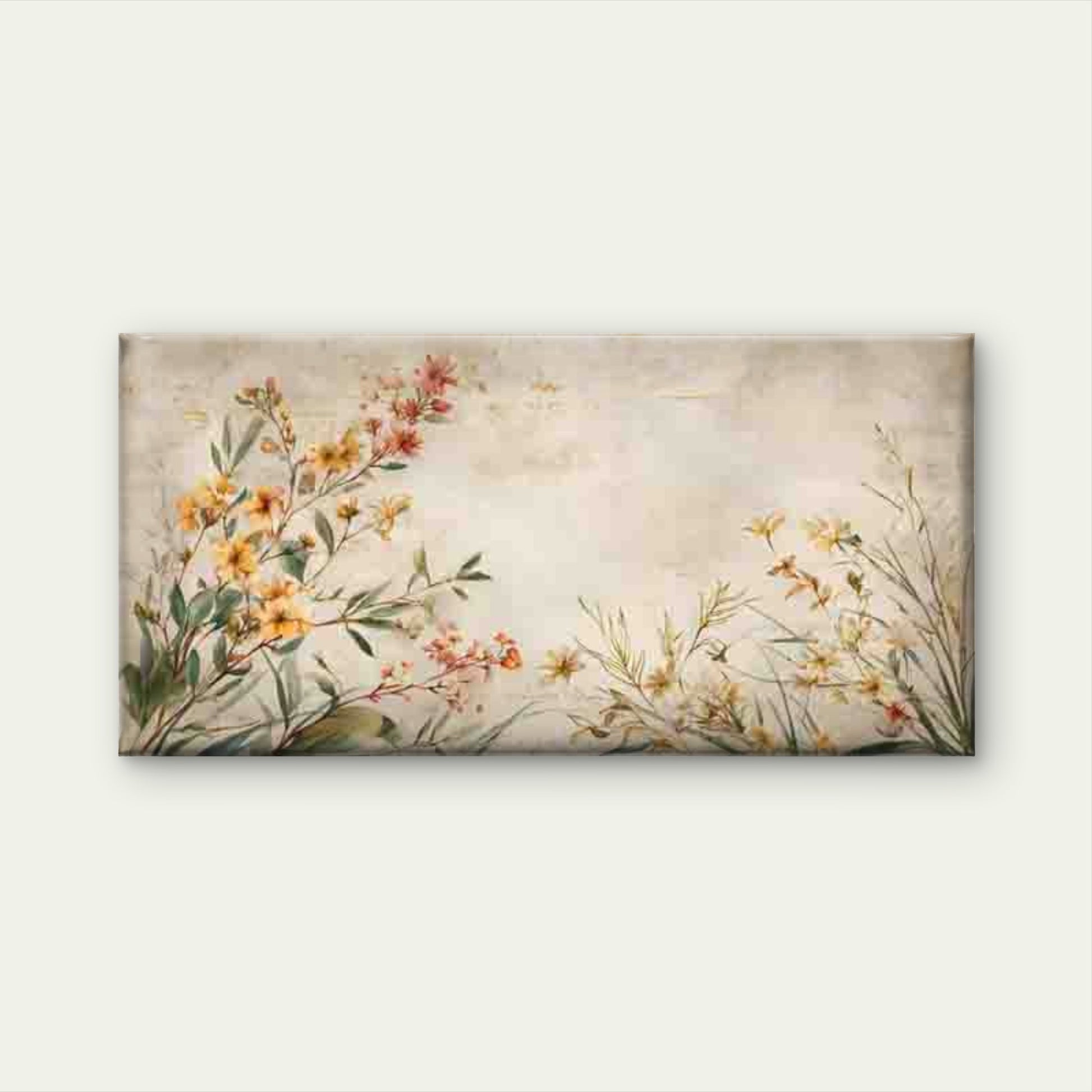 Floral Beauty in Soft Yellow Wall Art Canvas Office Home Room Framed 120x60cm - Bella Home Decor