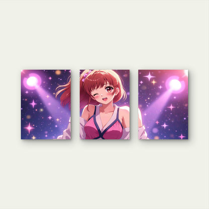 3pcs The Radiant Star's Winning Wink Metal Print Ready to Hang Art