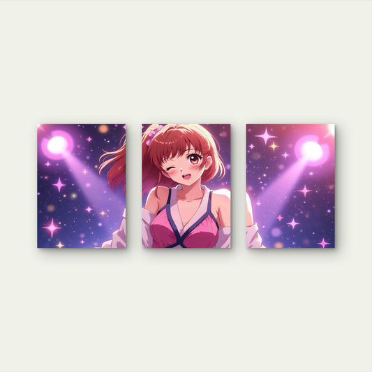 3pcs The Radiant Star's Winning Wink Metal Print Ready to Hang Art