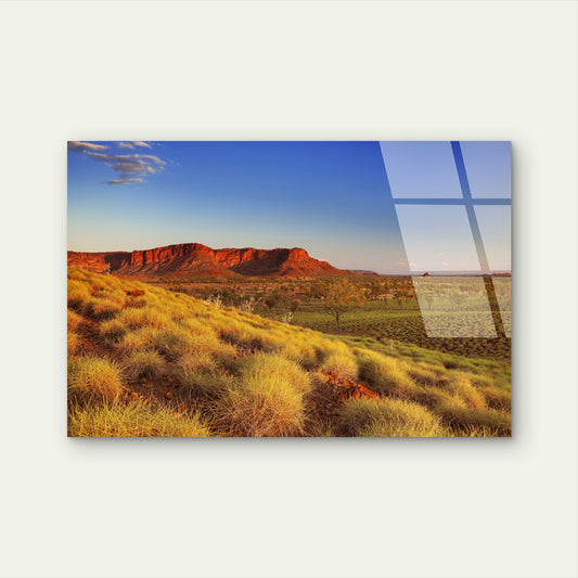 Kings Canyon Red Rock Outback Grassland Acrylic Glass Printing Wall Art Australian Made Quality