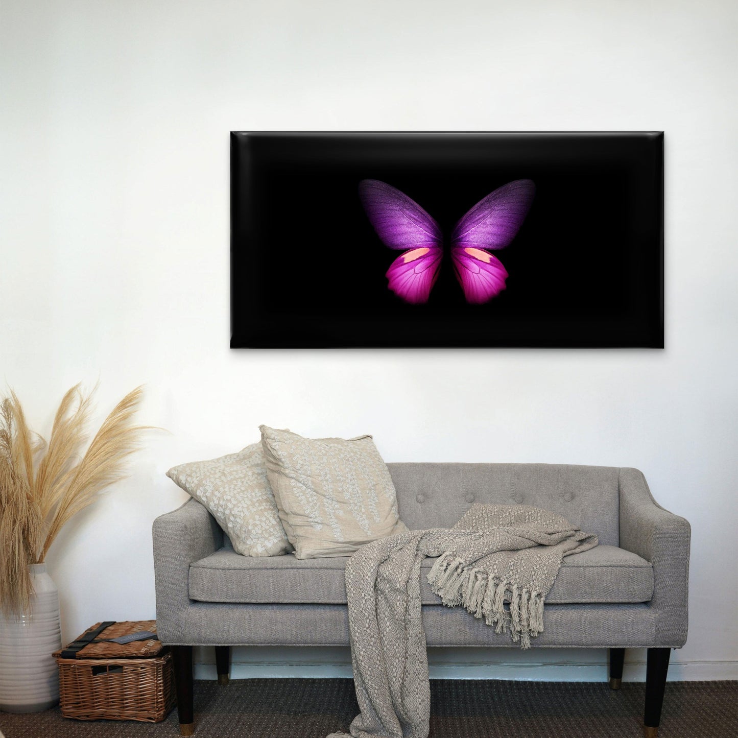 Vibrant Purple Butterfly Wall Art Canvas Office Home Room Framed 120x60cm