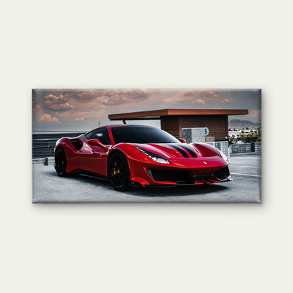 Ferrari 488 Pista Supercar Racing Wall Art Canvas Office Home Framed 120x60cm