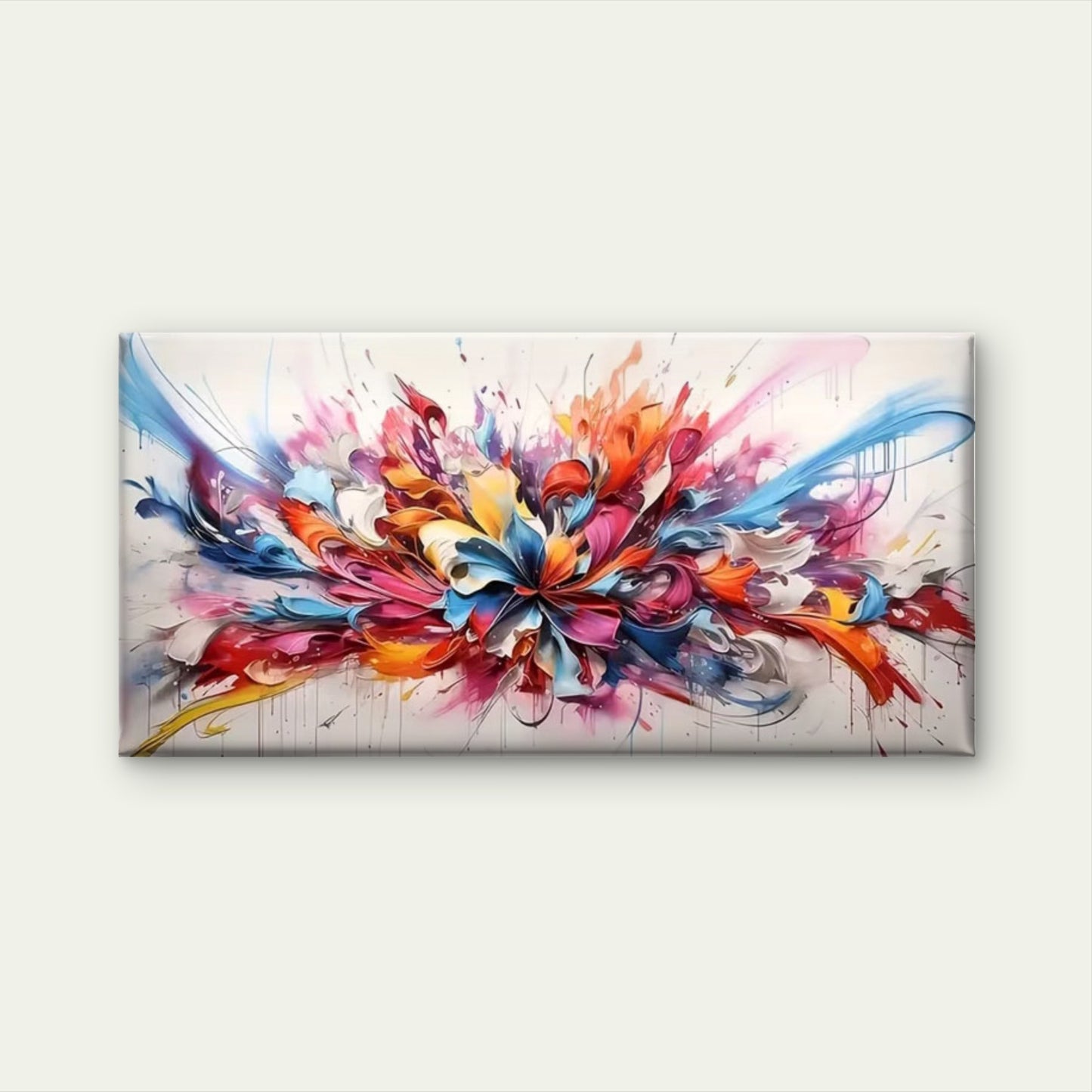 Abstract Floral Color Splash Wall Art Canvas Office Home Room Framed 120x60cm