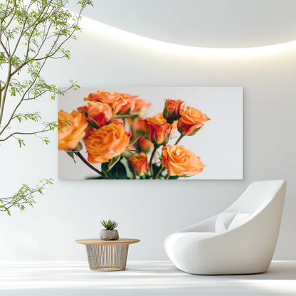 Vibrant Orange Roses Bouquet Wall Art Canvas Office Home Room Framed 120x60cm