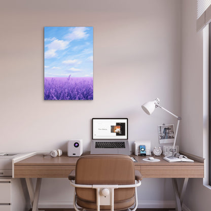 Purple Lavender Field Meadow Blue Sky 40x60cm Metal Print Ready to Hang