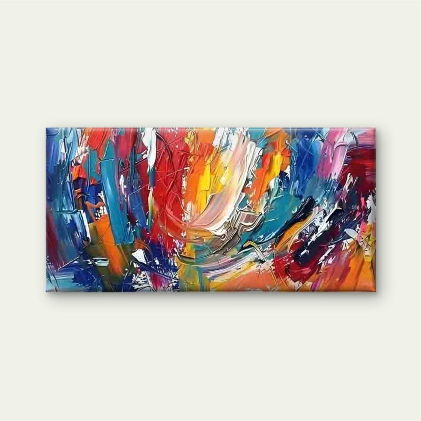 Abstract Colorful Paint Strokes Wall Art Canvas Office Home Room Framed 120x60cm - Bella Home Decor
