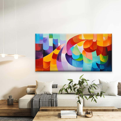 Abstract And Colorful Geometric Wall Art Canvas Office Home Room Framed 120x60cm - Bella Home Decor