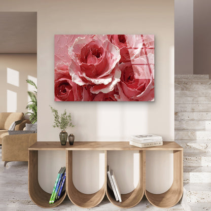 Pink Rose Floral Blossom Bouquet Acrylic  Glass Printing Wall Art Australian Made Quality