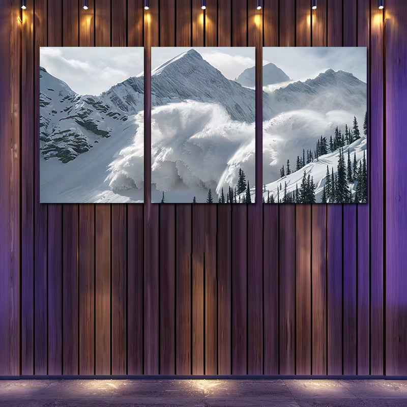 3pcs Serene Mountain with Snow-Capped Peaks Wall Art Set Canvas Framed 40x60cm - High Quality Print 100% Australian Made Wall Canvas Ready to Hang