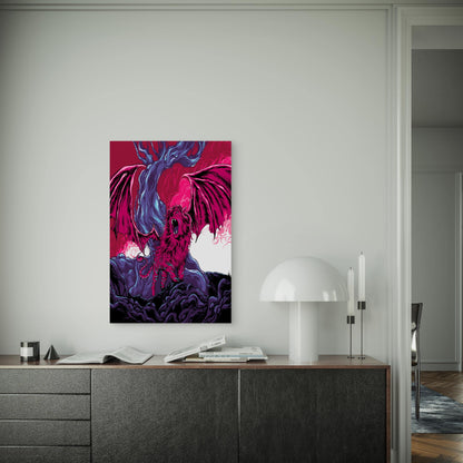 Pink Winged Lion 60x90cm Metal Print Ready to Hang
