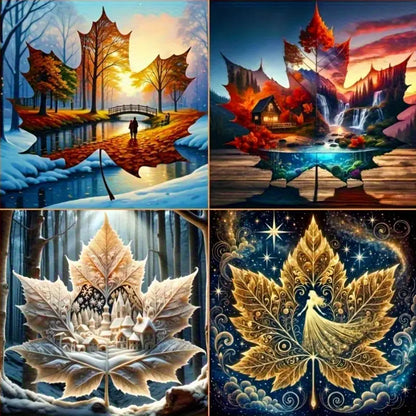 4pcs Vibrant Nature Scenes Wall Art Canvas Framed