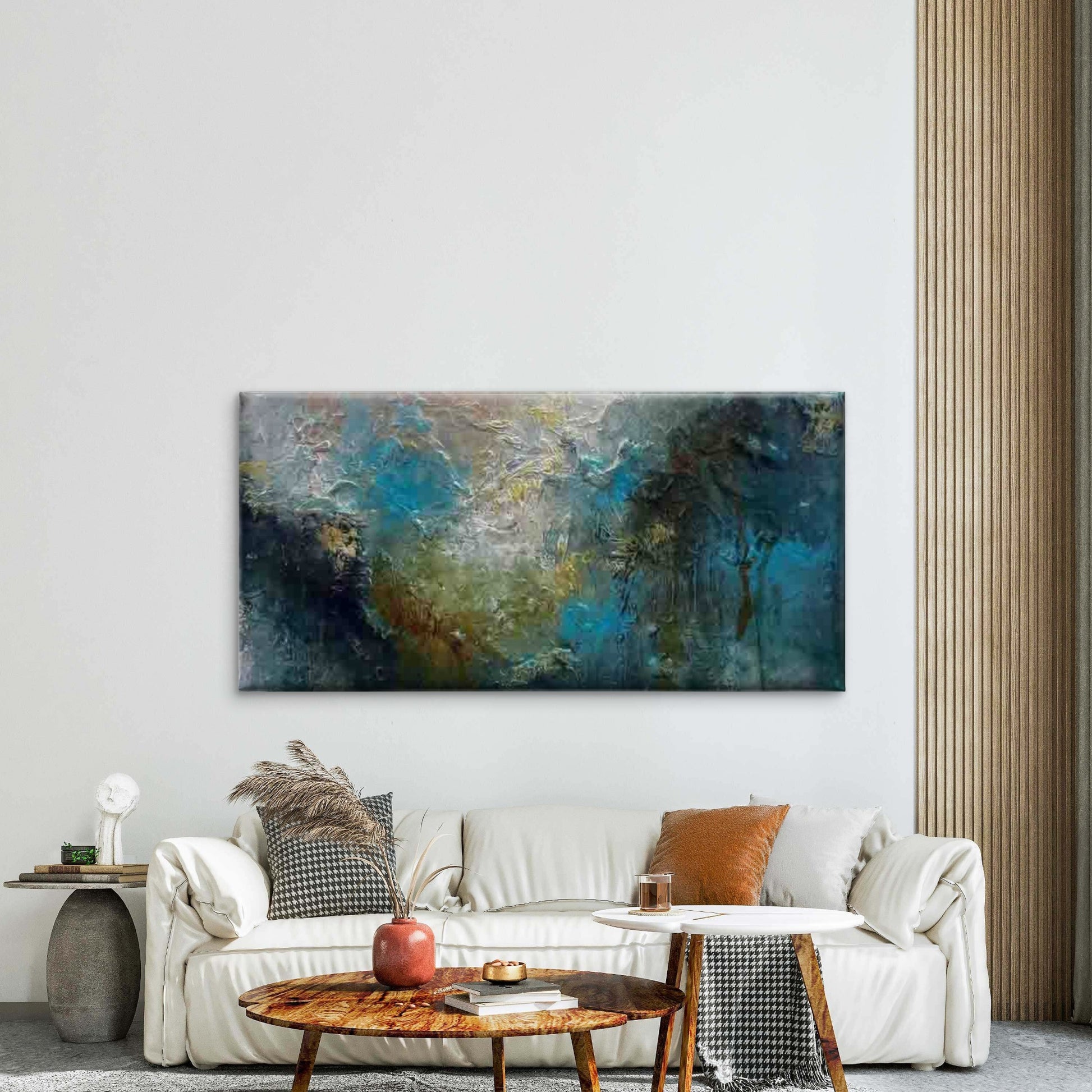 Textured Abstract Painting Wall Art Canvas Office Home Room Framed 120x60cm - Bella Home Decor