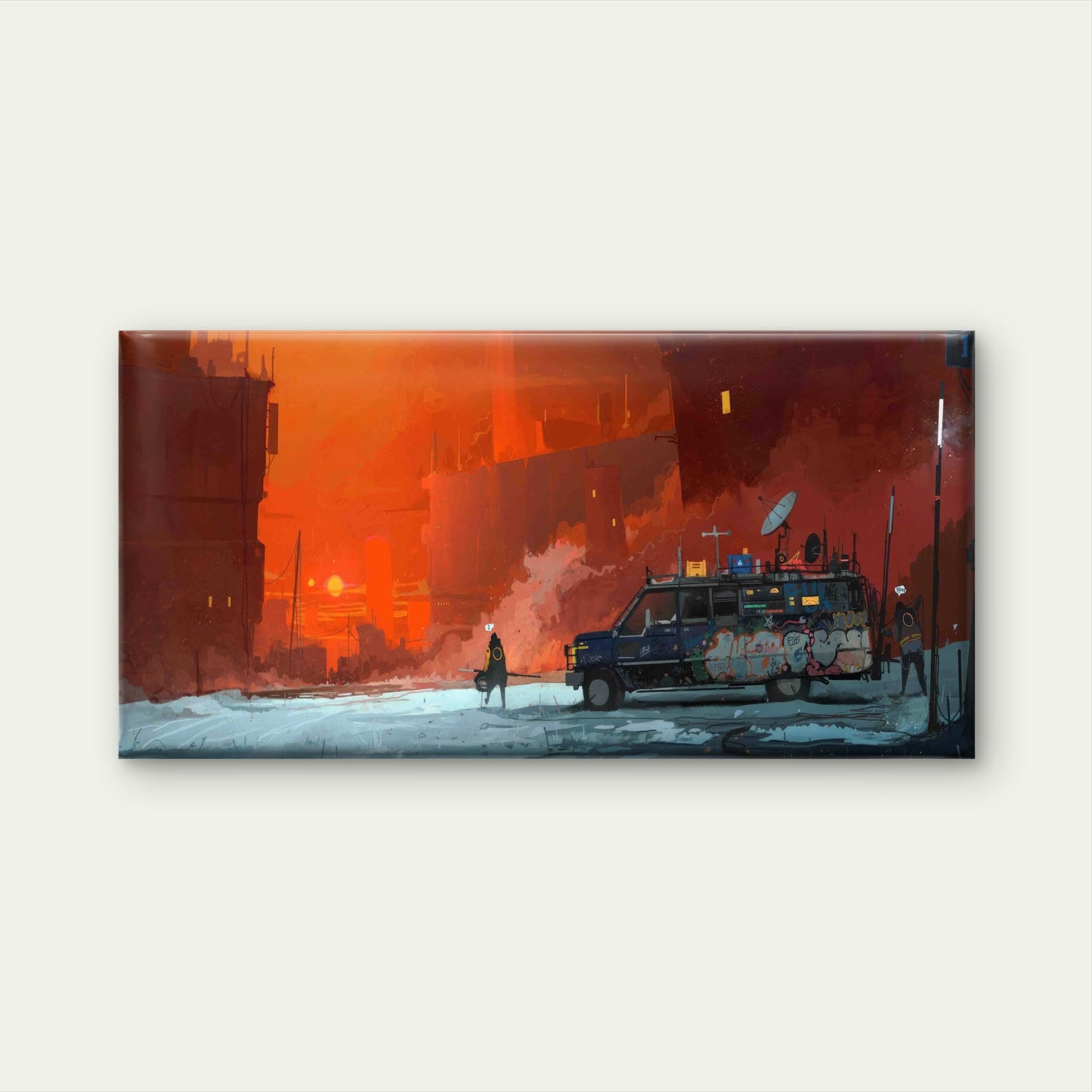 Apocalyptic Orange Sunset Wall Art Canvas Office Home Room Framed 120x60cm