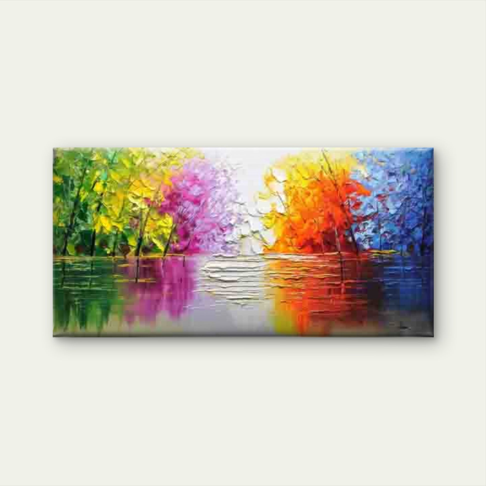 Vibrant Abstract Forest Wall Art Canvas Office Home Room Framed 120x60cm - Bella Home Decor