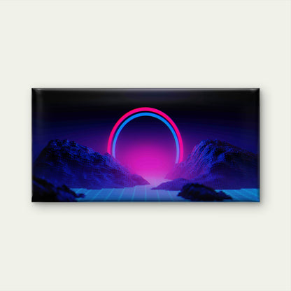 Neon Glow Over Digital Mountain Wall Art Canvas Office Home Room Framed 120x60cm - Bella Home Decor