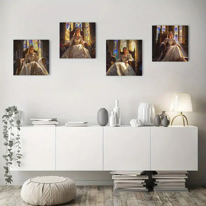 4pcs Empress & Right Of Kings Divine Theme Wall Art Canvas Framed