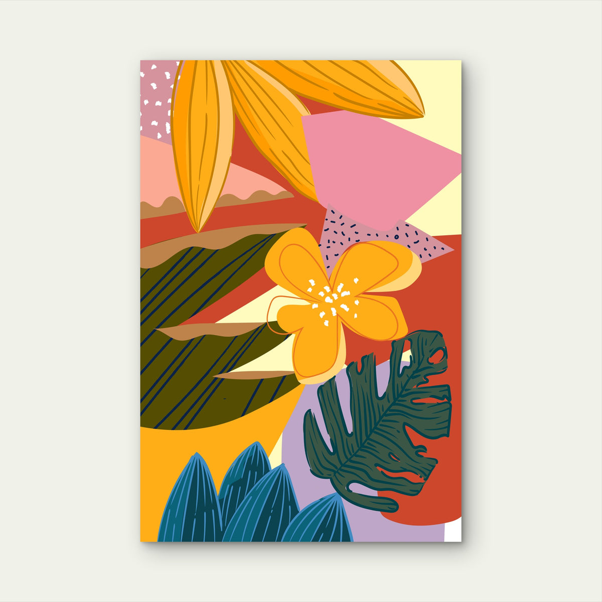 Aesthetic Abstract Plants and Flowers 40x60cm Metal Print Ready to Hang