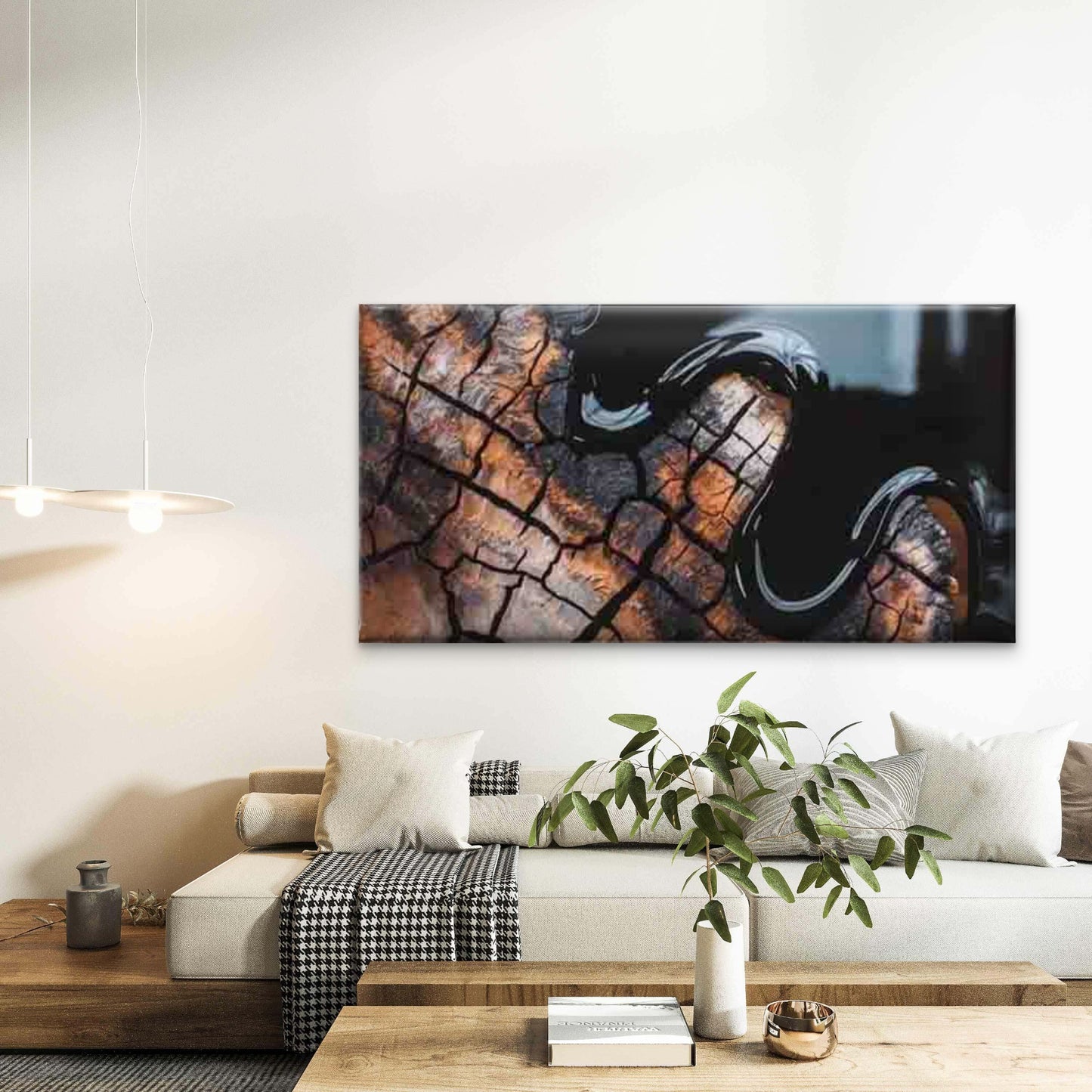 Cracked Earth Reflection Wall Art Canvas Office Home Room Framed 120x60cm - Bella Home Decor