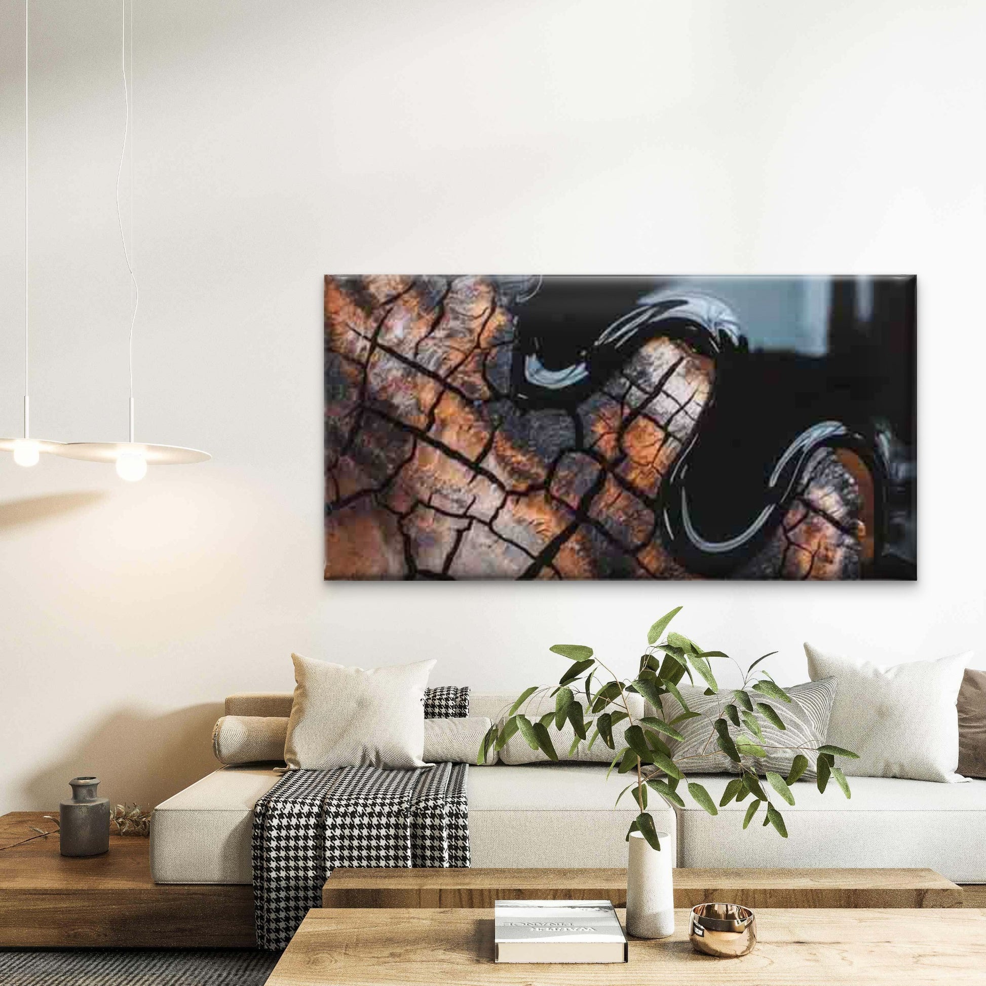 Cracked Earth Reflection Wall Art Canvas Office Home Room Framed 120x60cm - Bella Home Decor