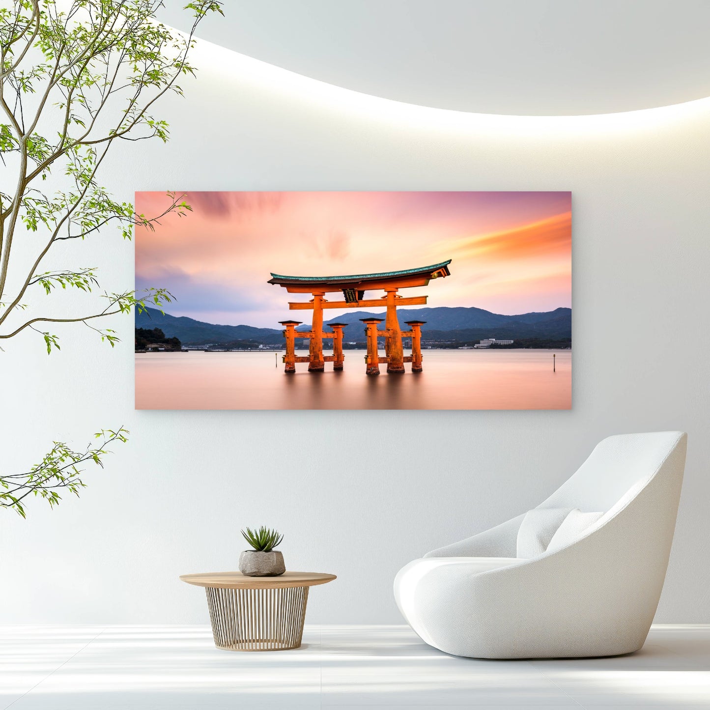 Floating Torii Gate Sunset Wall Art Canvas Office Home Room Framed 120x60cm