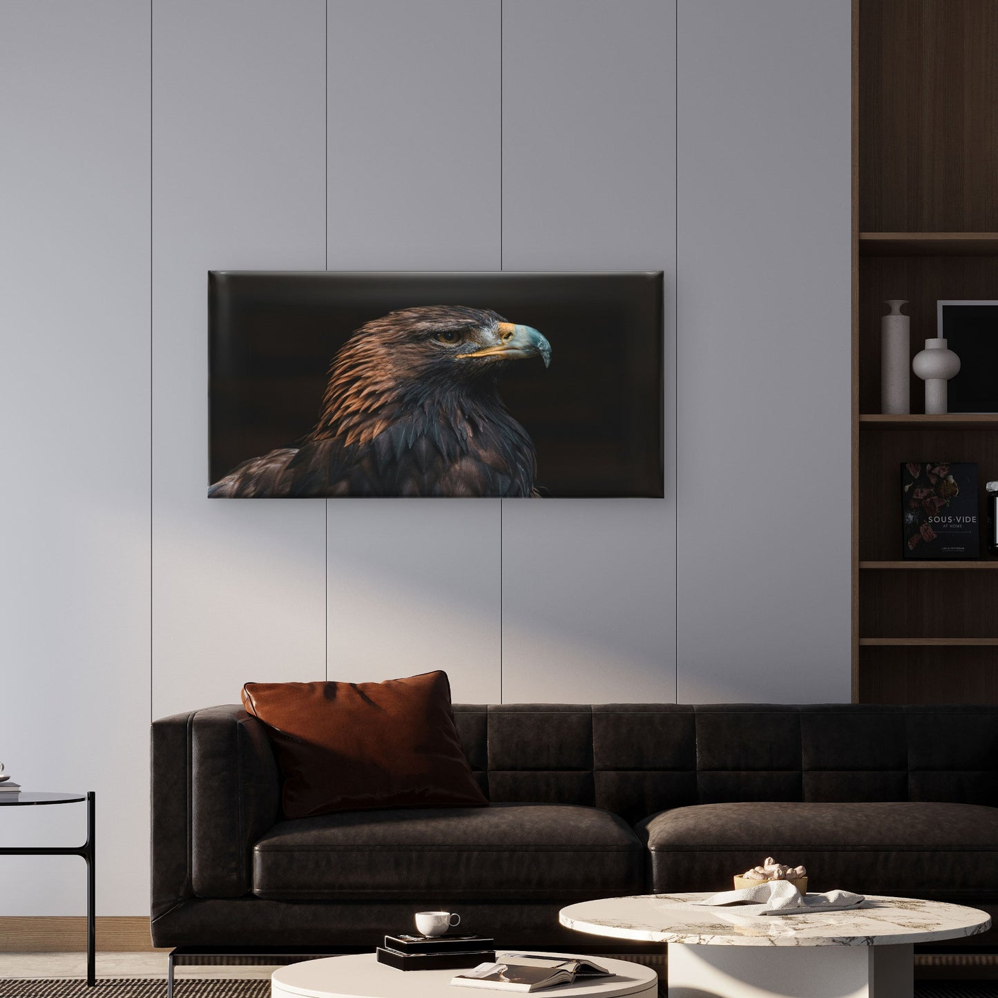 Close Up Portrait Of A Golden Eagle Wall Art Canvas Office Home Room Framed 120x60cm