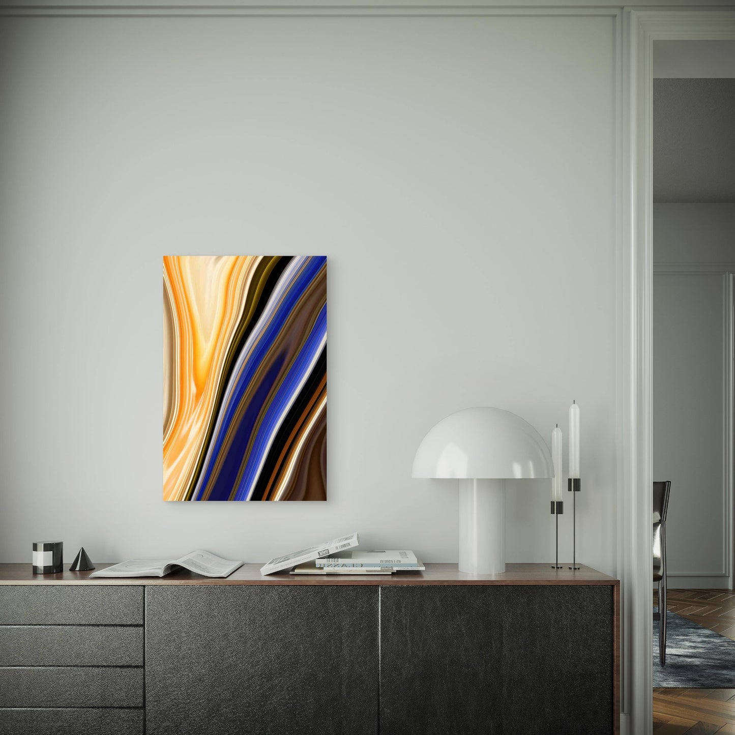 Colorful Abstract Background With a Blue Metal Print Ready to Hang
