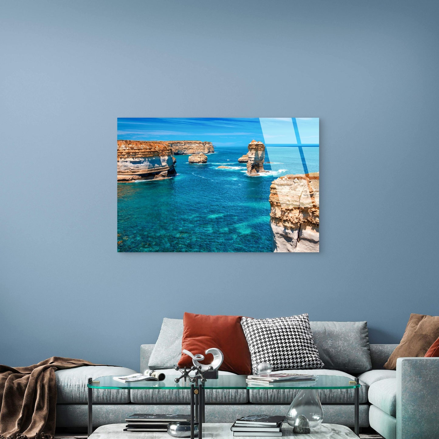 Twelve Apostles Coastal Limestone Cliffs   Acrylic  Glass Printing Wall Art Australian Made Quality