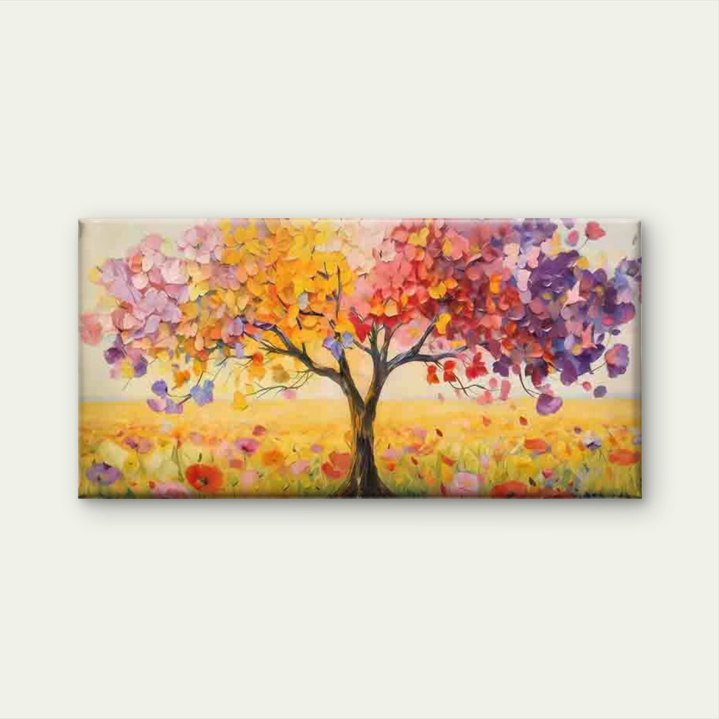 Flower Tree Colorful Painting Wall Art Canvas Office Home Room Framed 120x60cm - Bella Home Decor