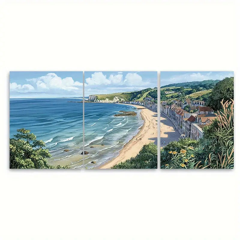 3pcs Eype Beach Poster, Metal Print Ready to Hang Art