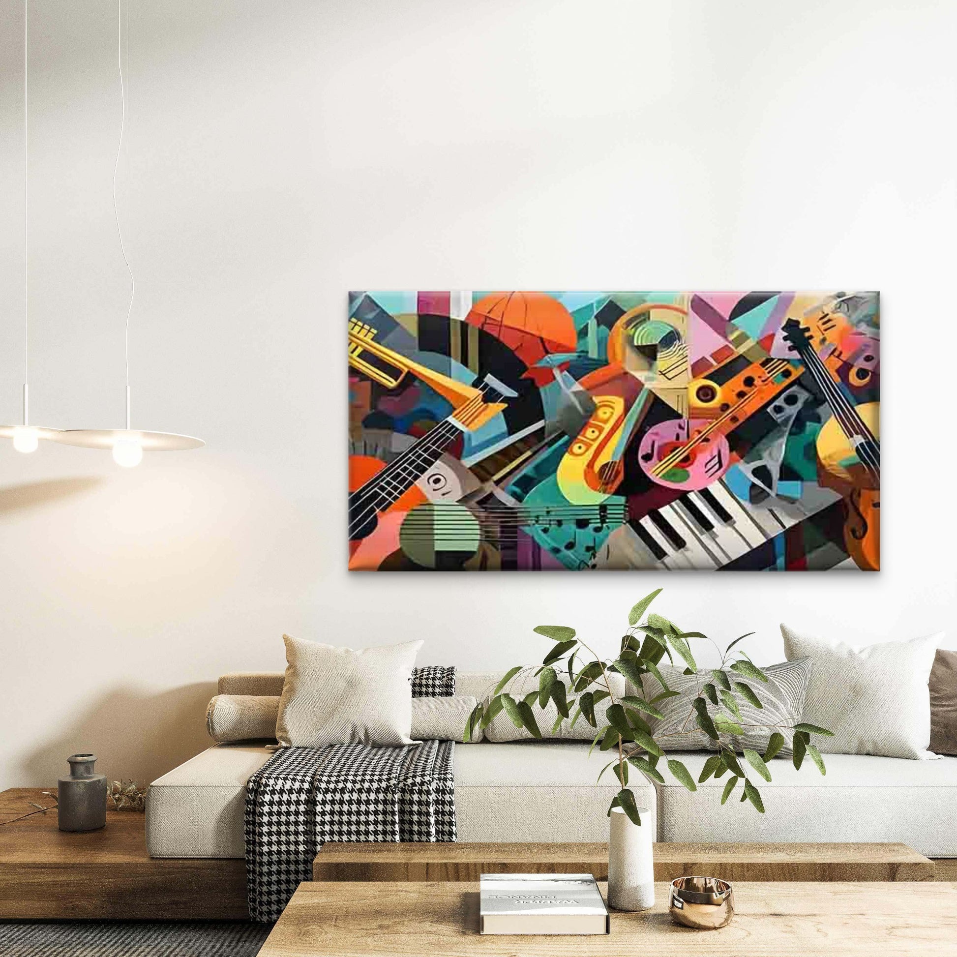 Abstract Style Instrument Wall Art Canvas Office Home Room Framed 120x60cm - Bella Home Decor