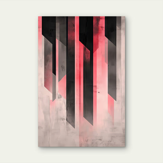 Abstract Geometric Black Pink Stripe Art 40x60cm Metal Print Ready to Hang