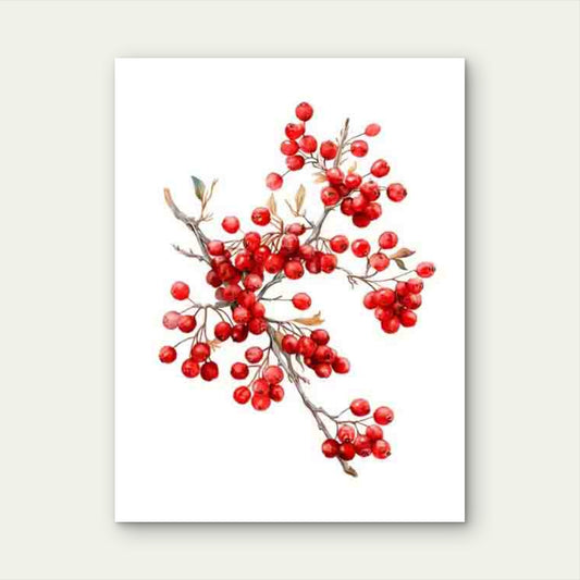 Red Berry Branch Holly Stylish Botanical 60x90cm Metal Print Ready to Hang
