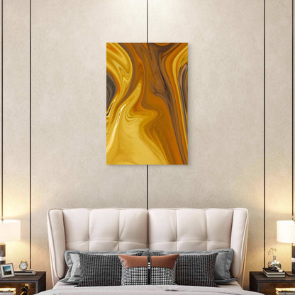 Swirling Patterns in Golden Hues Design 60x90cm Metal Print Ready to Hang