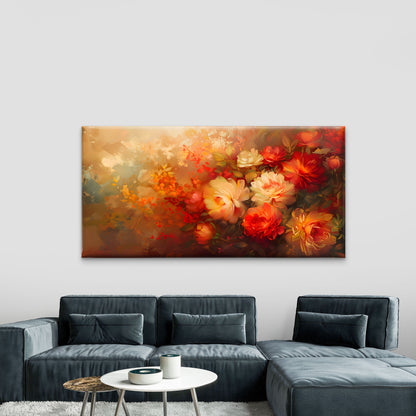 Vibrant Floral Oil Painting Wall Art Canvas Office Home Room Framed 120x60cm