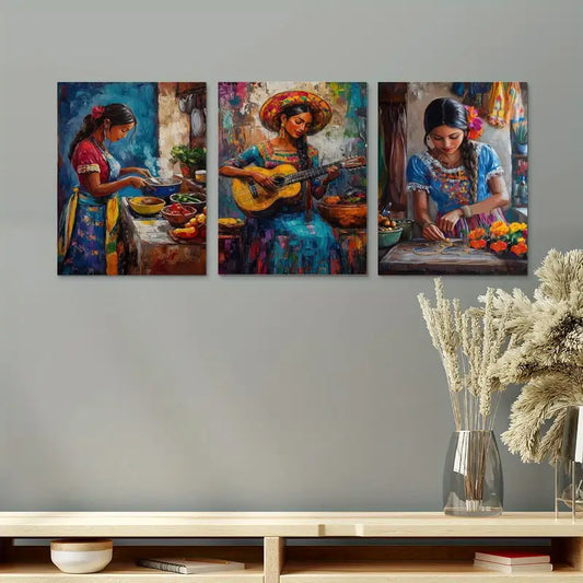 3pcs Guitarist, Cocemaker & Jewelry Maker Themes Metal Print Ready to Hang Art